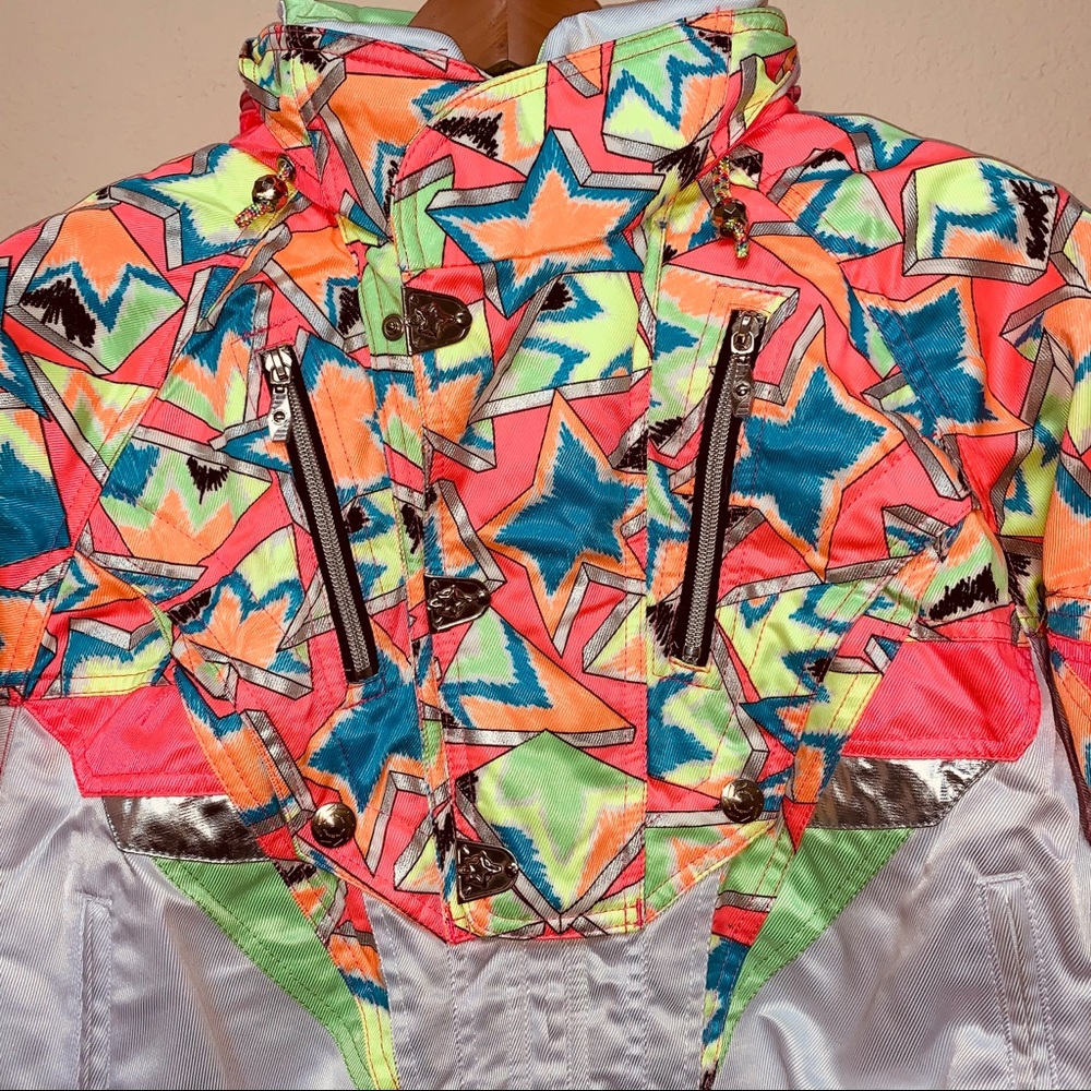Team Phenix White Neon 80s Ski Jacket Small Medium - Picture 2 of 16